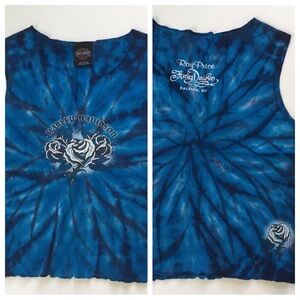 Y2K Harley Bling Roses Tie-Dye Crop Dealer Tank Top MEDIUM Ray Price, Raleigh NC